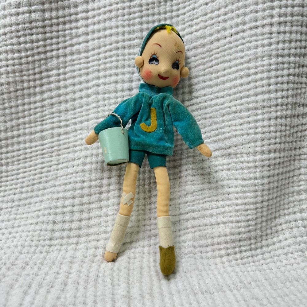 Vtg Big Eyes Poseable Doll Boy Varsity Sweater Athlete Made in Japan 60's READ